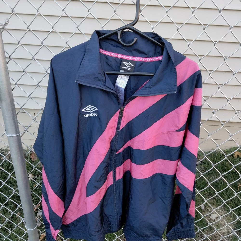 Umbro Premier Retro Soccer Windbreaker Jacket Navy Hot Pink SZ XXL UUM1UAUY